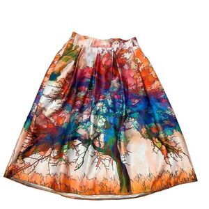Unique Tie Dye Inspired‎ Artistic Tree Midi Length Skirt Size Small